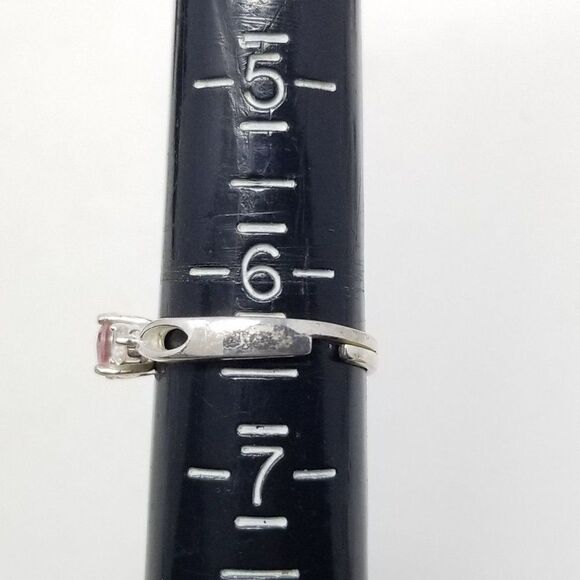 Vintage Sterling Silver Avon Pink Three Stone Ring Adjustable Band, Size 6 1/2 - Picture 8 of 11